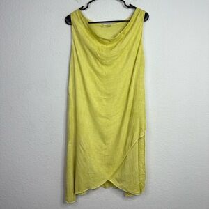Florencia‎ Dress Womens S Yellow Draped Asymmetrical Lagom Minimalist Boho Artsy